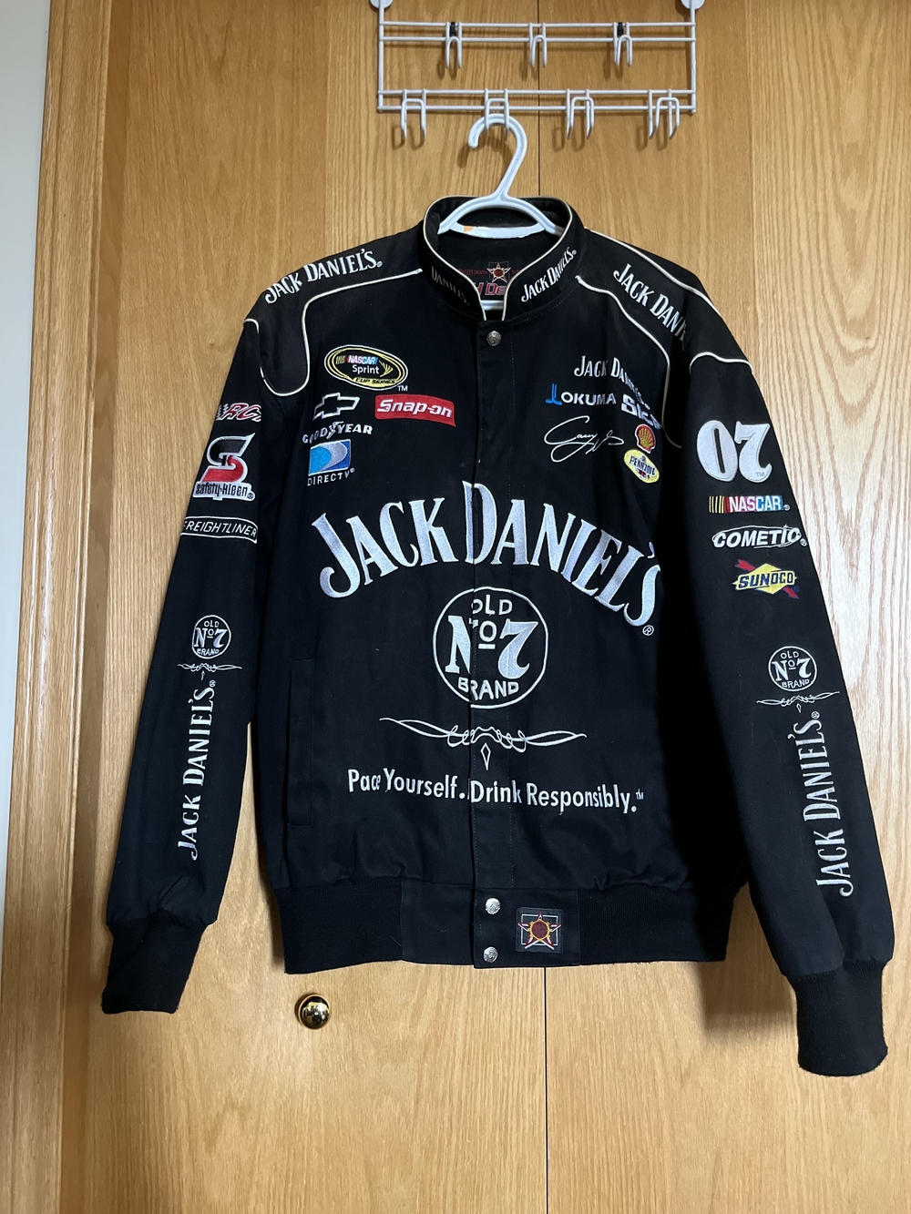 Vintage Jack Daniels Black Logo Racing Patch Bomber Jacket